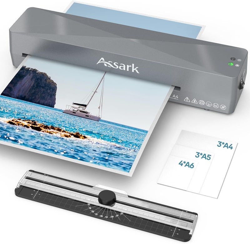 Assark Laminator, Laminator Machine A4, 4 in 1 Personal Thermal Laminator, 9 Inch Hot & Cold Laminator Kit, Fast Warm-Up & Quiet Laminator with Laminating Sheets 9pcs for Home Office School Use - Image 1